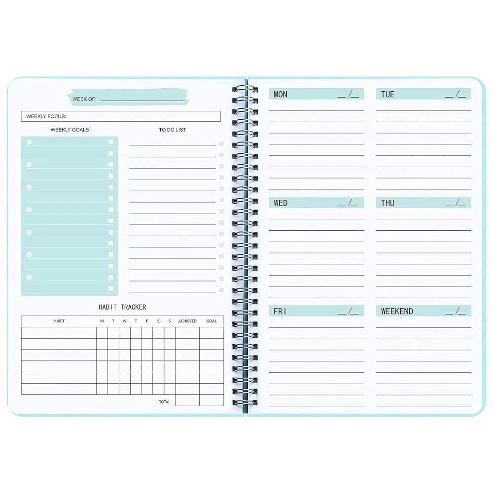 Weekly Planner 52-Week To Do List Notebook with Habit Tracker Spiral Weekly Planner Notebook for Weekly Goals/Work Planner