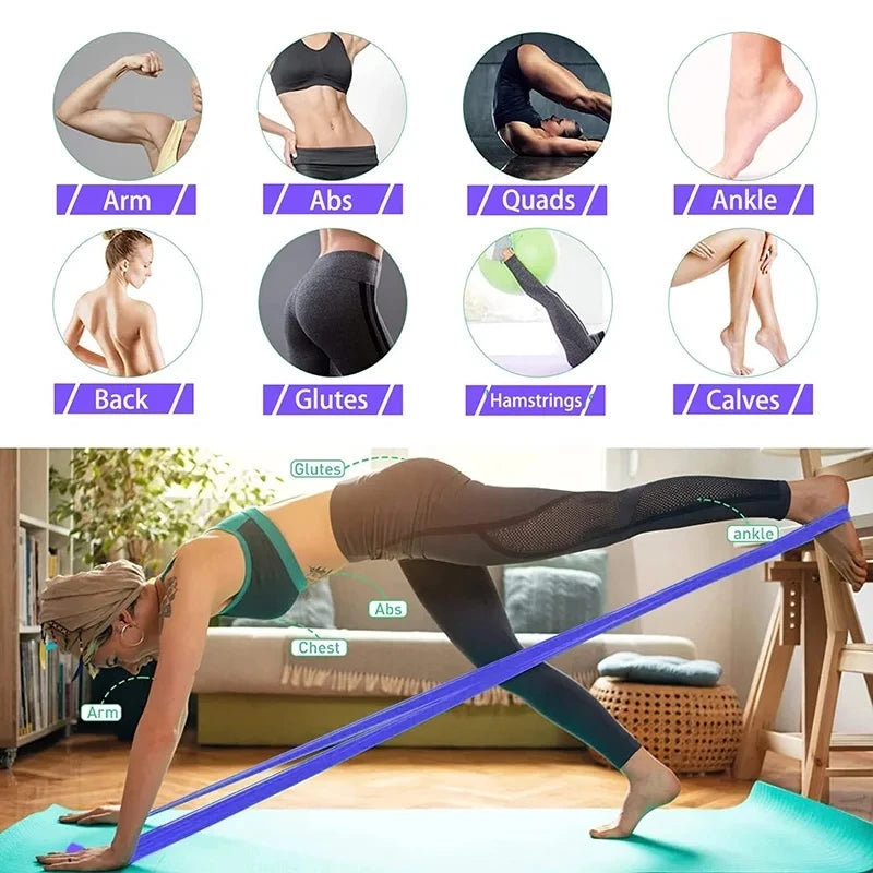 Resistance Bands Set TPE Elastic Band Exercise Workout Recovery Fitness Yoga Pilates Rehab Strength Training