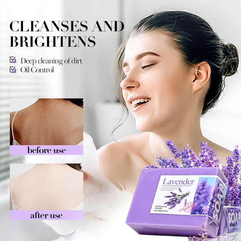 Lavender Handmade Essential Oil Soap Bar,For Body & Face Deep Cleaning,Moisturizing,Brightening,Oil Control,Natural Organic