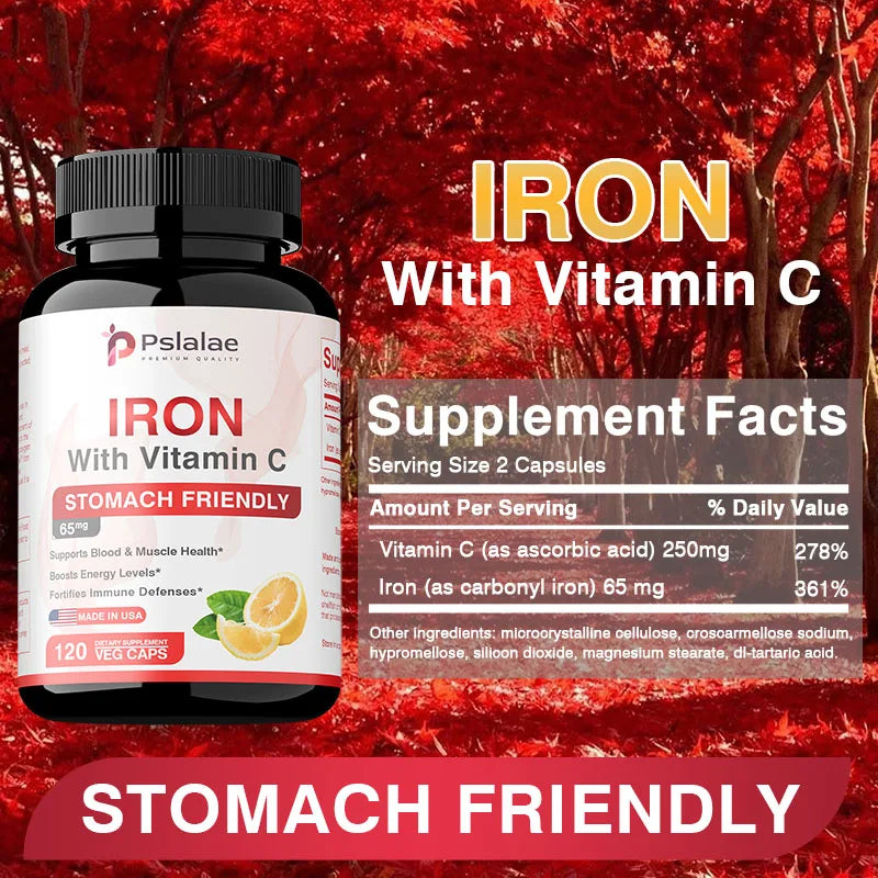 Iron Supplements - Help Maintain A Healthy Immune System and Brain Health, Boost Energy Levels and Fight Fatigue, Relieve Anemia