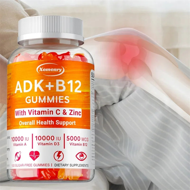 Vitamin D3 K2 + Vitamin B12 Gummies - Strengthen Bones, Promote Brain and Cardiovascular Health, Relieve Joint Pain