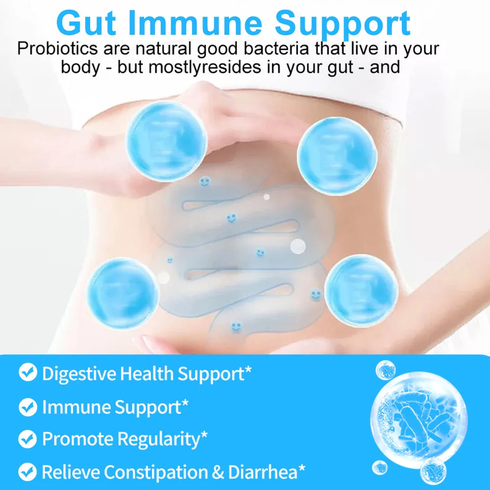 Prebiotics and Probiotics 90 Billion CFUs, Dietary Supplement for Women &amp; Men, Immune, Digestive, Gut Health, 30/60/120 Capsules