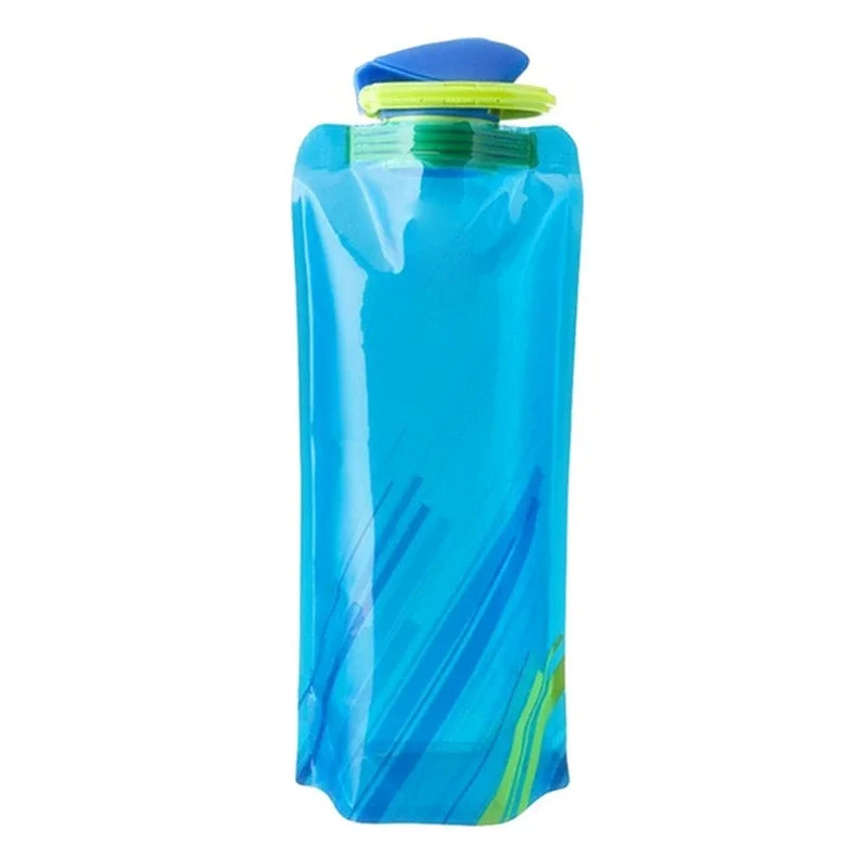 Foldable Water Bottles Reusable Flexible Travel Bottle Plastic Pouch Soft Flask Water Bag With Carabiner Clip