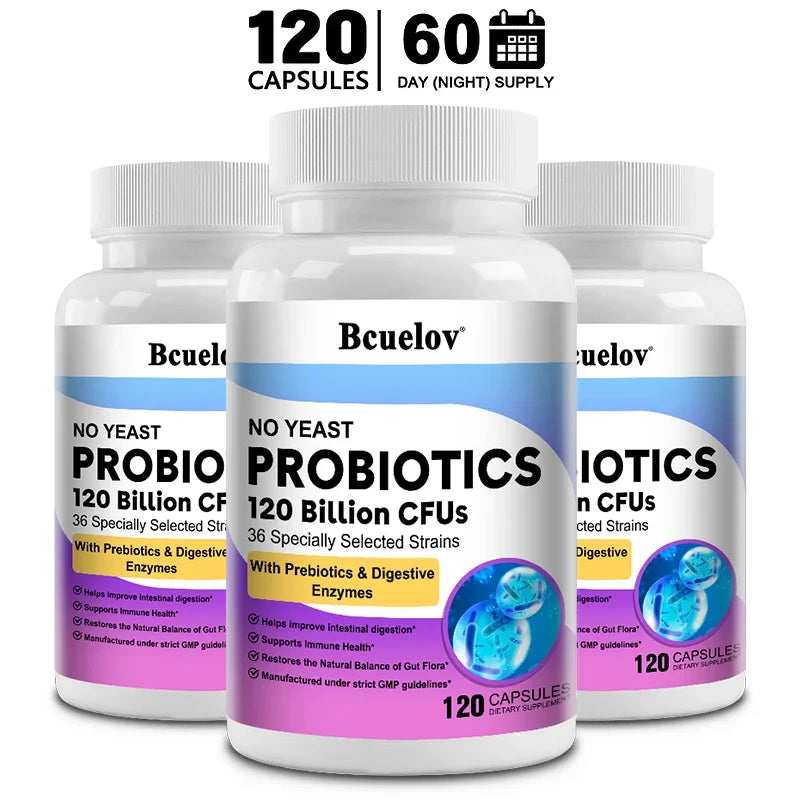 120 Billion Probiotics Contain Prebiotics and Digestive Enzymes To Improve Intestinal Digestion and Support Immune Health