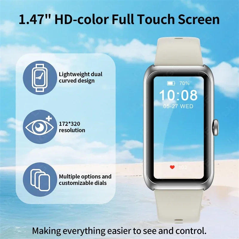 2025 Fitness Tracker Watches for Women Men with Heart Rate Monitor Sleep Tracker IP68 Waterproof Pedometer 1.47" Smart Watch Man