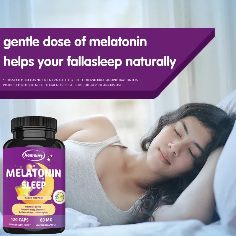 Melatonin Capsules - A Sleep Aid, Help You Fall Asleep Faster, Promote Sleep Health, and Improve Sleep Quality