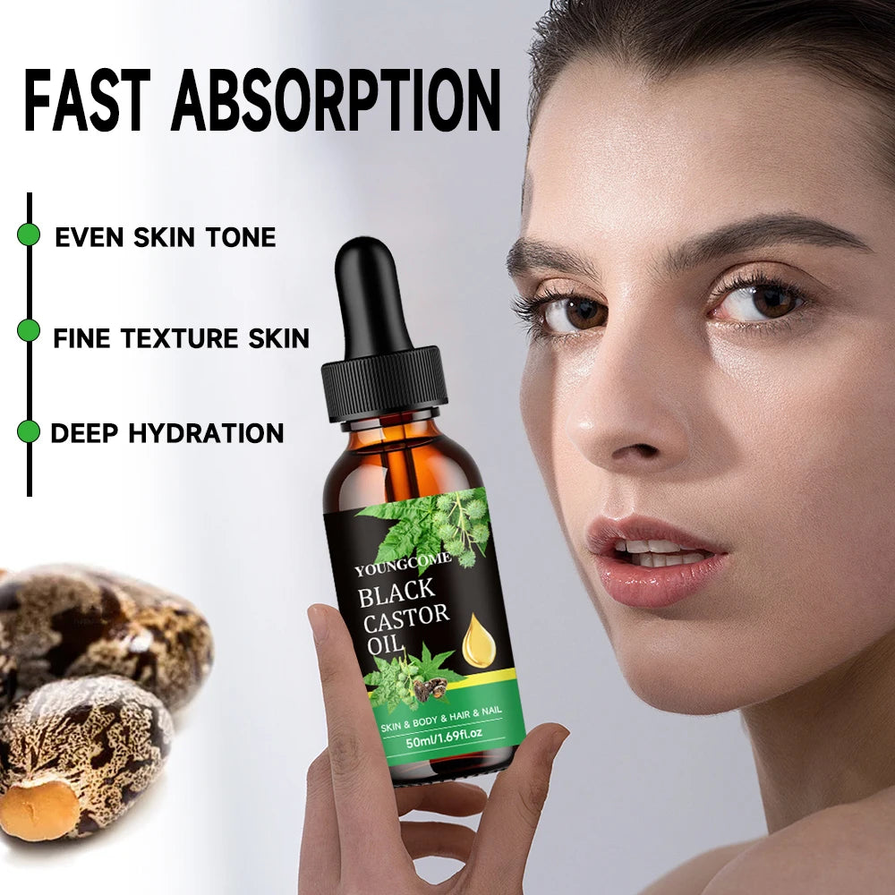 60ml Healthy Organic Castor Oil Improves Hair LineToughness Nourishes The Body Skin Hair Massage Moisturizing Black Castor Oil