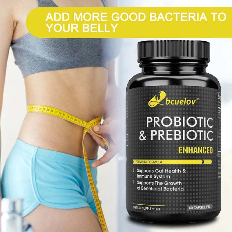 Bcuelov Prebiotics Probiotic Combo - Supports Healthy Digestion &amp; Immune System, Reduces Bloating &amp; Acidity, Weight Loss