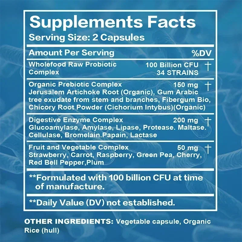 Probiotics 100 Billion CFU - Promotes Intestinal Health, Balances Intestinal Flora, Enhanced Digestive System Function