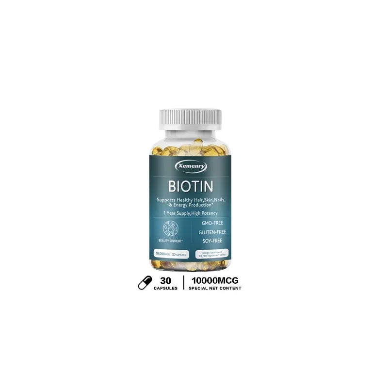 Biotin Capsules - Contains Vitamin B7 Support Supplement To Help Maintain Hair, Skin, Nails, Energy Production