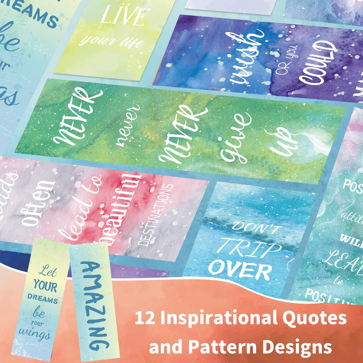 12 Pcs Inspirational Bookmarks for Women Men, 12 Styles Encouraging Bookmarks for  Students, Positive Bookmarks .