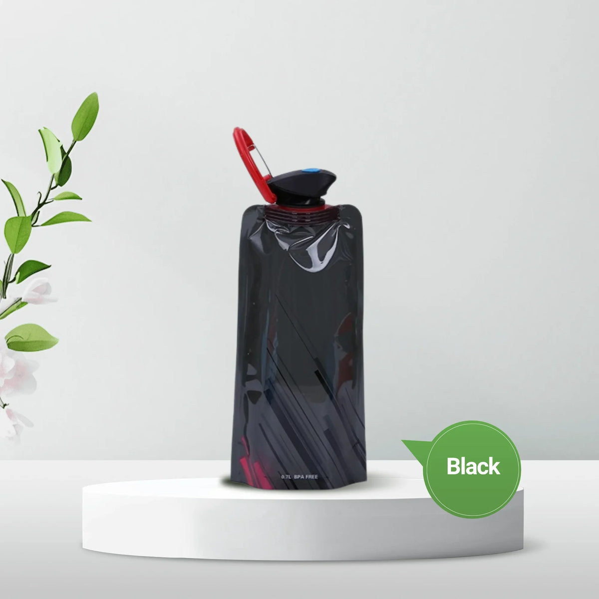 Foldable Water Bottles Flexible Reusable Travel Water Bottle Plastic Water Pouch Soft Flask Water Bag With Carabiner Clip