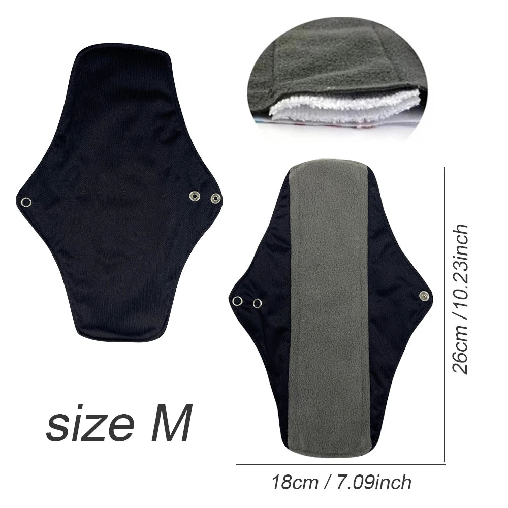 10 Piece Set Reusable Menstrual Pads for Women Washable Bamboo Charcoal Sanitary Napkins Eco-Friendly Cloth Period Pads