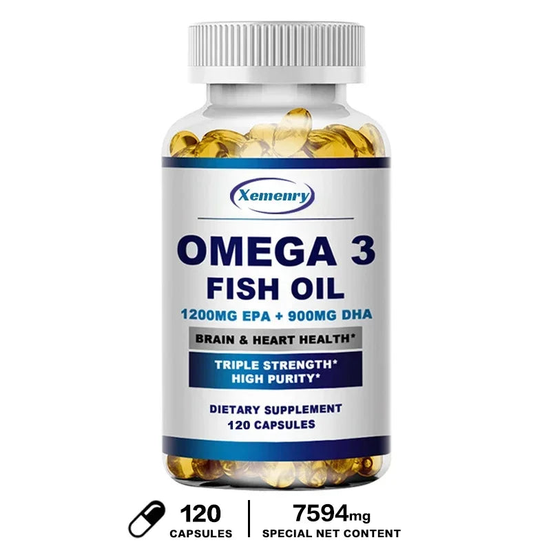 Omega 3 Fish Oil -  Support Brain Nervous System Good for Cardiovascular &amp; Skin Health Antioxidant