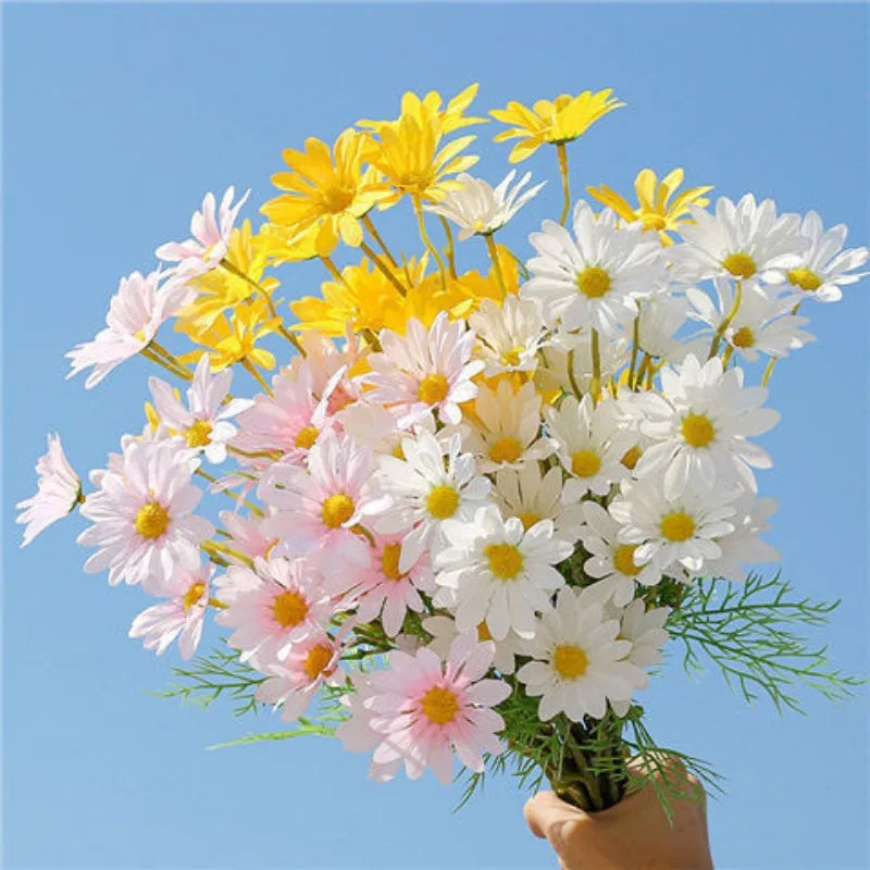 Chamomiles Silk Artificial Flower 60cm Daisy White Fake Flowers Room Wedding Home Table Decorations Party Diy Bouquet Gifts