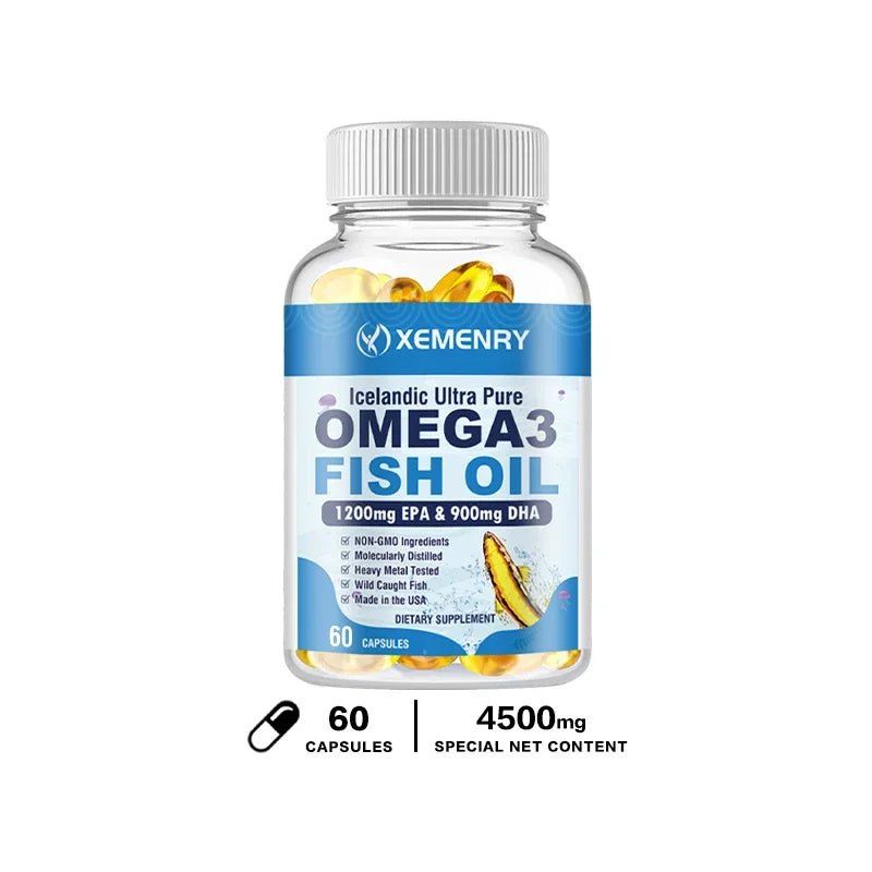Omega 3 Fish Oil | High EPA 1200MG + DHA 900mg Triple Strength Capsules | Helps with Joints Skin Immune Support Nutraceutical