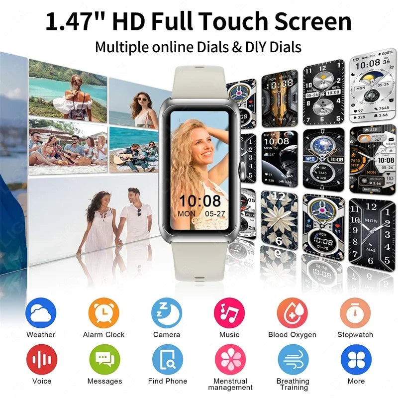 2025 Fitness Tracker Watches for Women Men with Heart Rate Monitor Sleep Tracker IP68 Waterproof Pedometer 1.47" Smart Watch Man