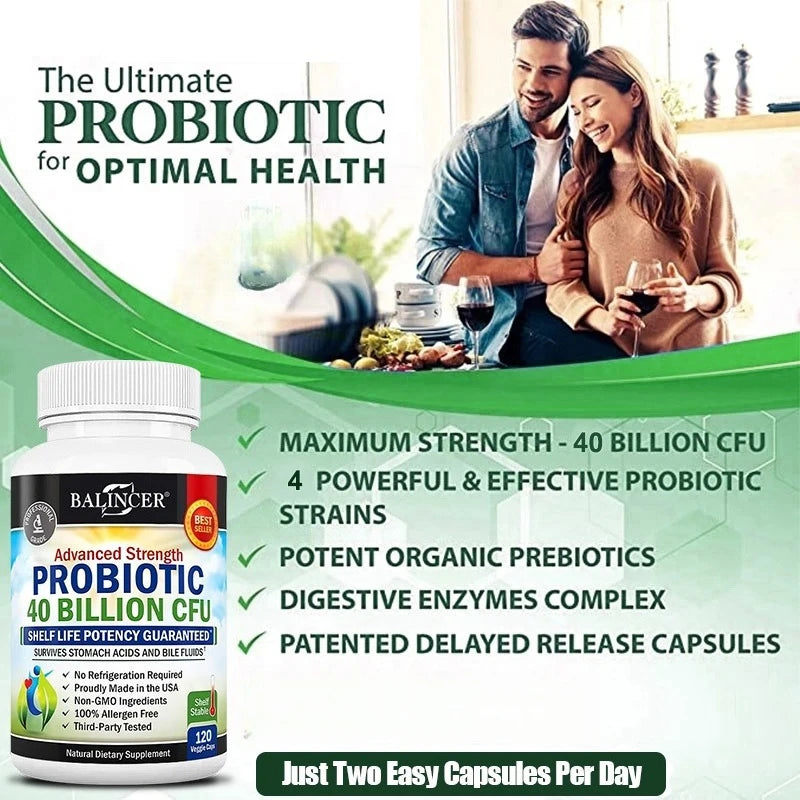 Probiotics 40 Billion CFU - Support Intestinal Health, Promote Digestion and Absorption, Replenish Energy, for Men and Women