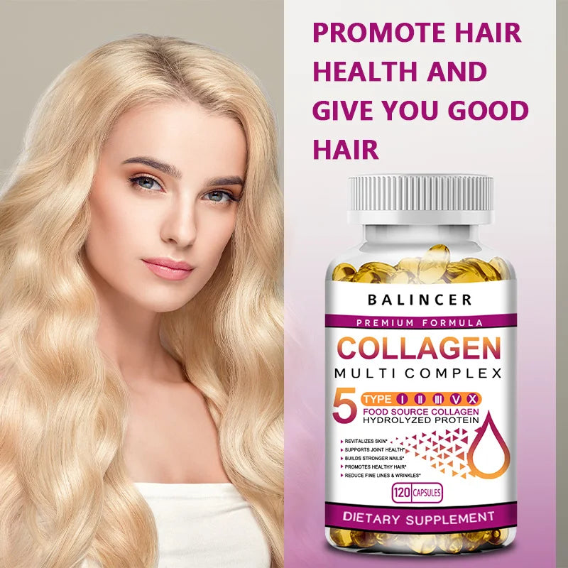 Collagen Peptide Multi-Hair, Skin &amp; Nails, Digestive &amp; Joint Health Supplement, Hydrolyzed Collagen, 120 Capsules
