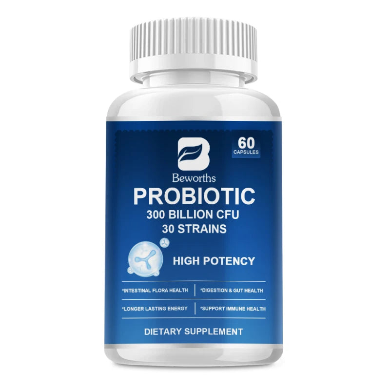 BEWORTHS 300 Billion CFU Probiotic Supplement Supports Digestion, Immunity and Upper Respiratory Health Promoting Digestion