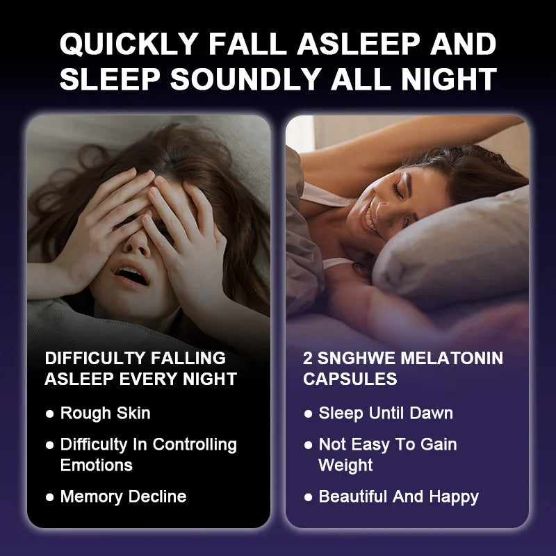 Melatonin Capsules - Relieve Insomnia, Help Improve Sleep Quality, Reduce Waking Time, Help Deep Sleep Beauty Healthy Food