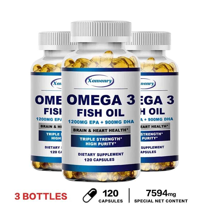 Omega 3 Fish Oil -  Support Brain Nervous System Good for Cardiovascular &amp; Skin Health Antioxidant