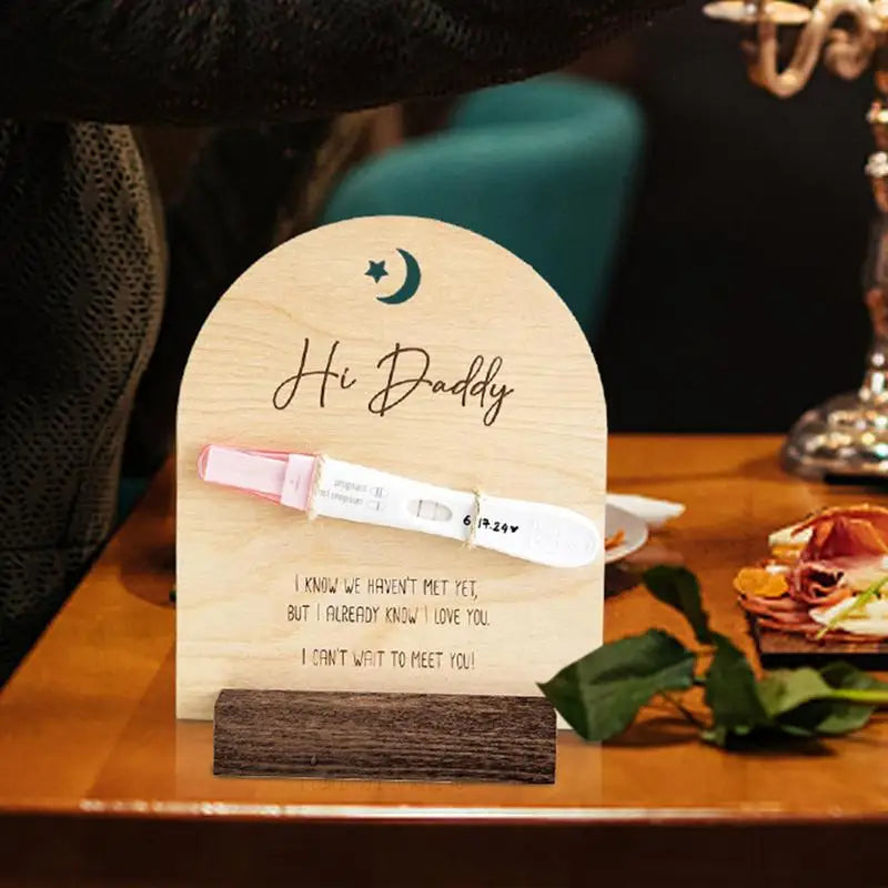 Pregnancy Reveal To Husband Hi Dad Woode Announcement Board For New Baby Creative Pregnancy Announcement For Dad To Be Cute Baby