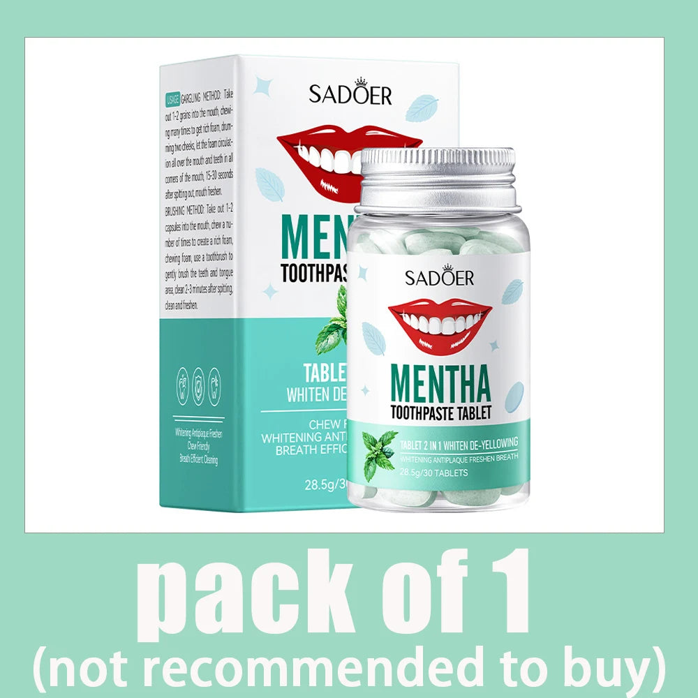 30 Tablets Mint Flavors Toothpaste Tablets Improve Bad Breath Remove tooth Stains Fresh Oral Hygiene Solid Toothpaste Tablet