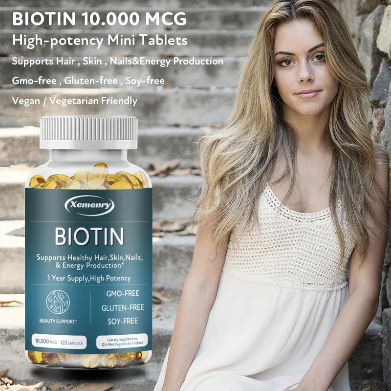 Biotin Capsules - Contains Vitamin B7 Support Supplement To Help Maintain Hair, Skin, Nails, Energy Production