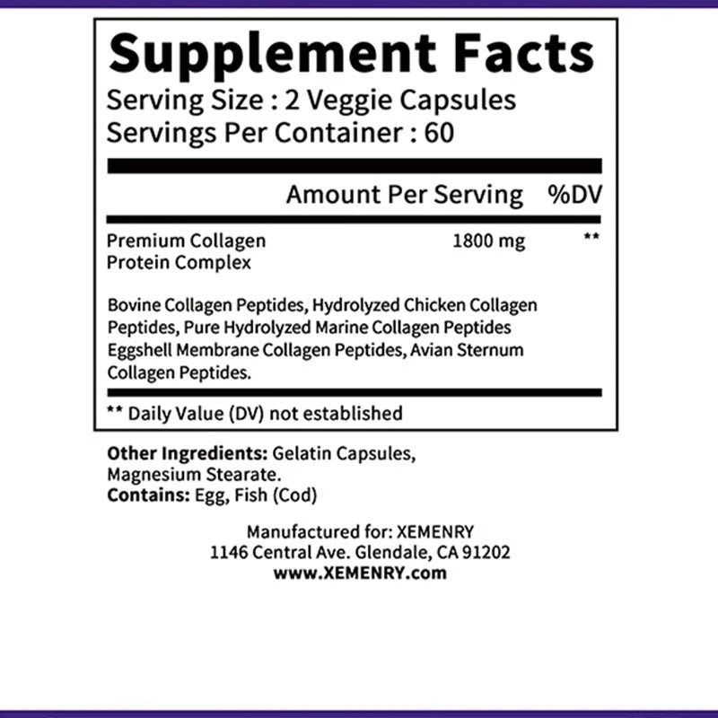 Collagen Peptide Capsules - Boosts Energy, Tightens Skin, Promotes Hair, Skin, Joint Health, Antioxidant