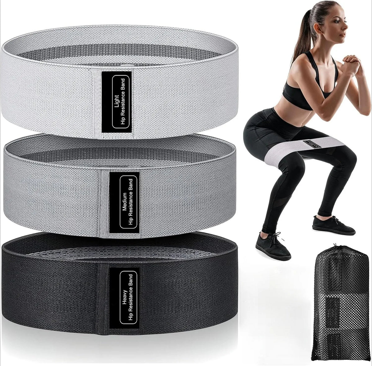 Resistance Bands, Fabric Workout Bands for Women &amp; Men, Cloth Booty Resistance Loop Bands, Thick Squat Bands for Butt/Legs/Thigh