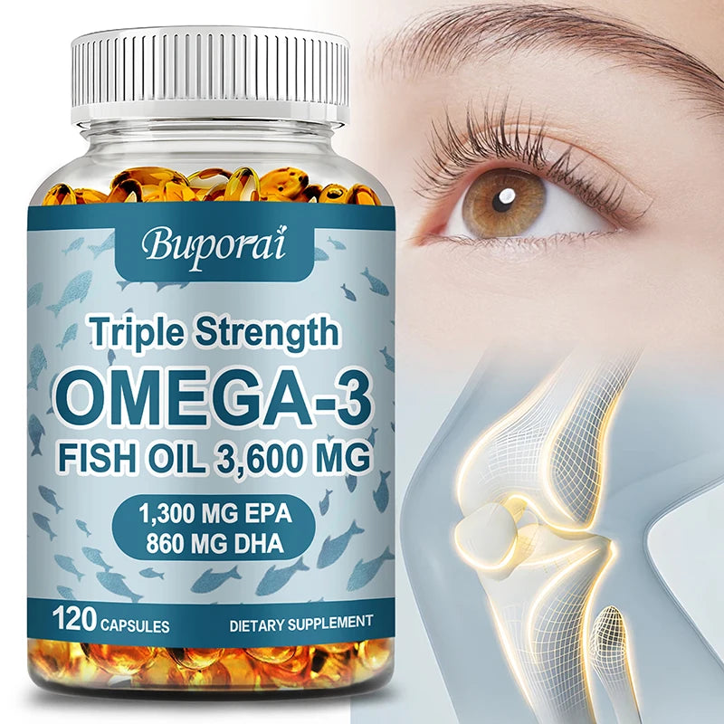 Omega 3 Fish Oil - Promotes Overall Health, Supports Energy, Relieve Fatigue, Improve Memory, Support Joints, Immune System