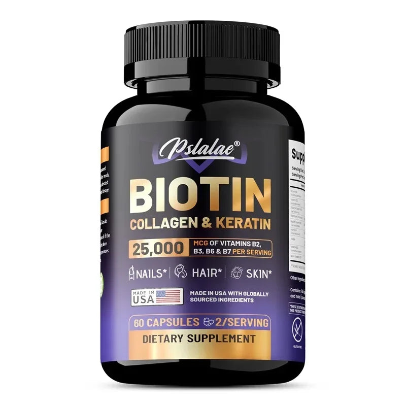 Biotin | Collagen | Keratin Supplement - Moisturize Skin, Promote Nail Growth, Anti-aging, Reduce Gray Hair and Hair Loss