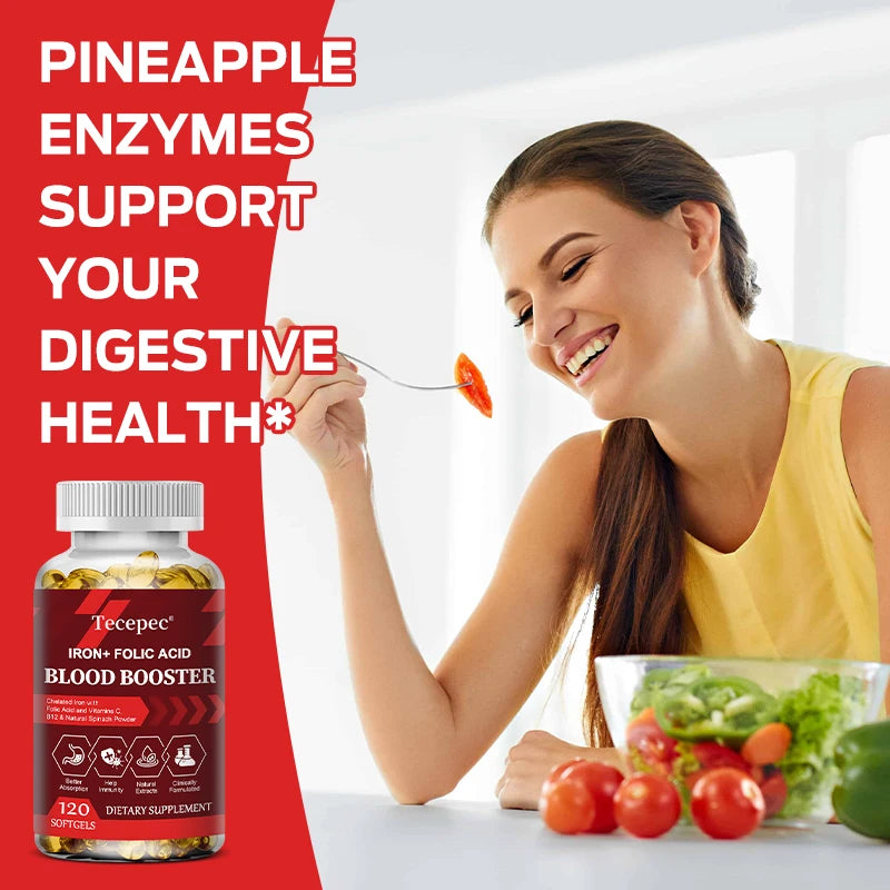 Iron + Folic Acid Supplement, with Vitamin C, B12 &amp; Zinc, Blood Strengthener, Circulation Support Immune Support