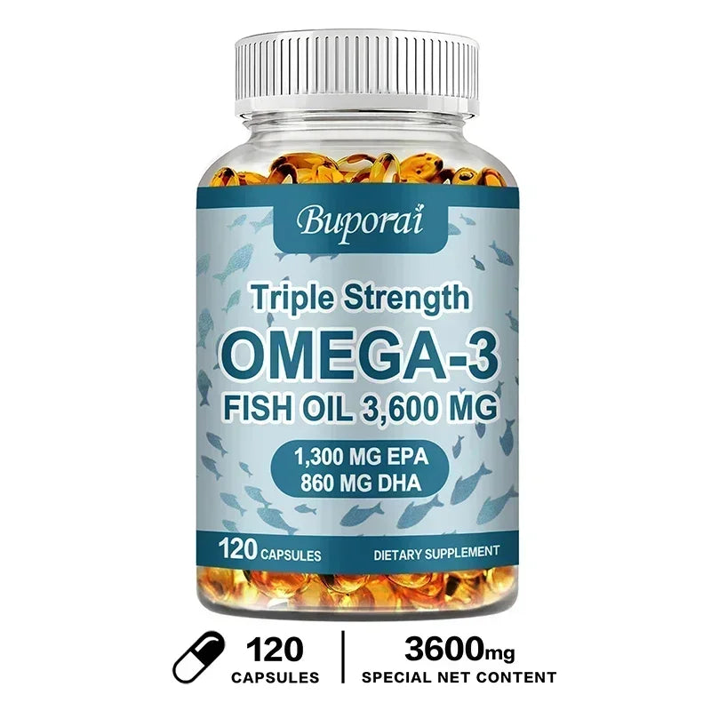 Omega 3 Fish Oil - Promotes Overall Health, Supports Energy, Relieve Fatigue, Improve Memory, Support Joints, Immune System