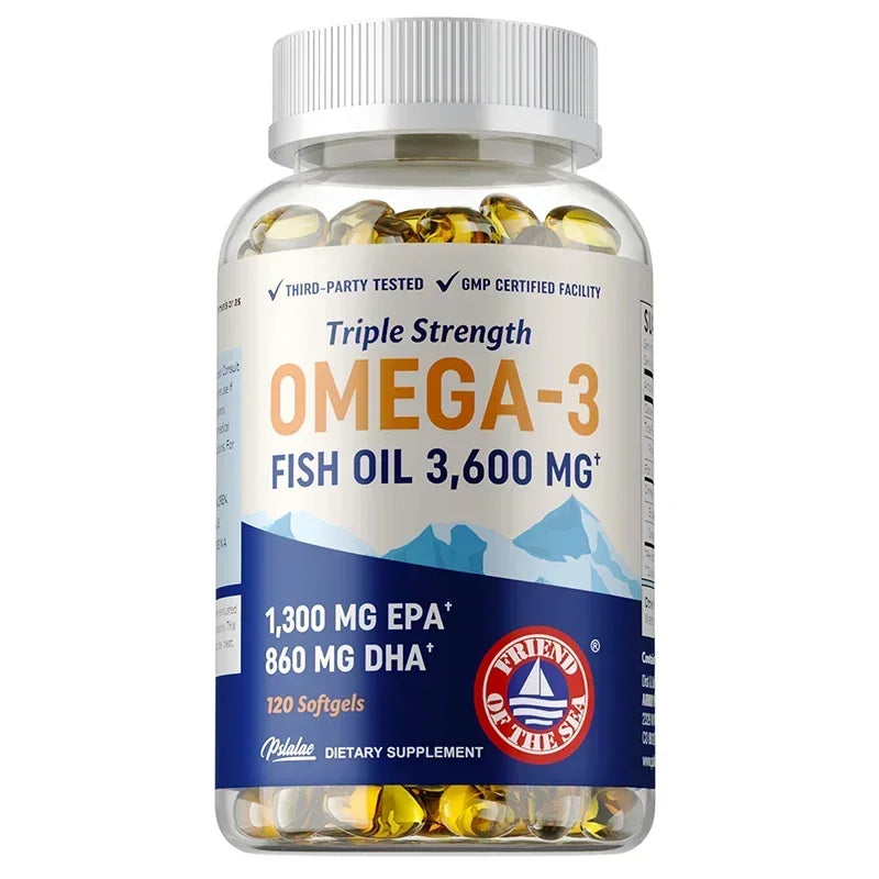 Omega 3 Fish Oil Capsules - Supports Eye and Skin Health, Promotes Brain Function, Improves Immunity, and Is An Antioxidant