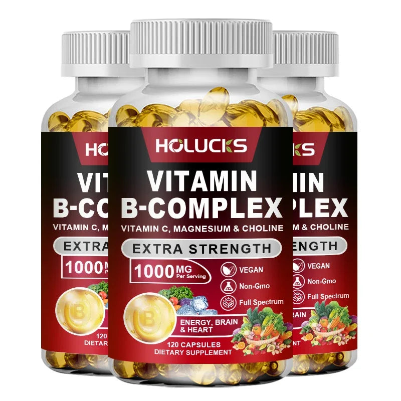 Vitamin B Complex Supplement - (B1, B2, B3, B5, B6, B7, B8, B9, B12 Folic Acid&amp;Biotin) with Vitamin C, Inositol - Energy Healthy