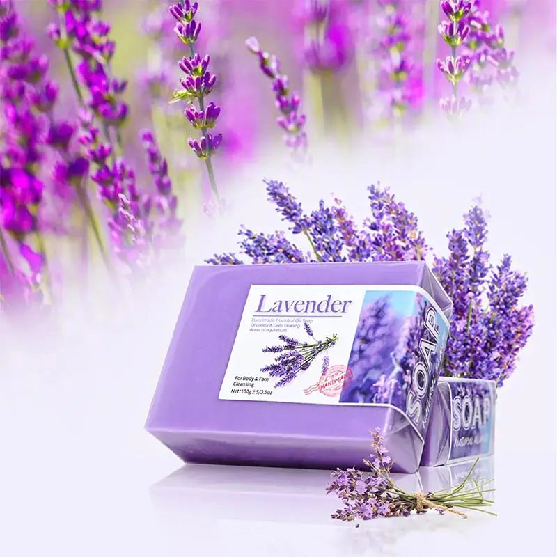 Lavender Handmade Essential Oil Soap Bar,For Body &amp; Face Deep Cleaning,Moisturizing,Brightening,Oil Control,Natural Organic