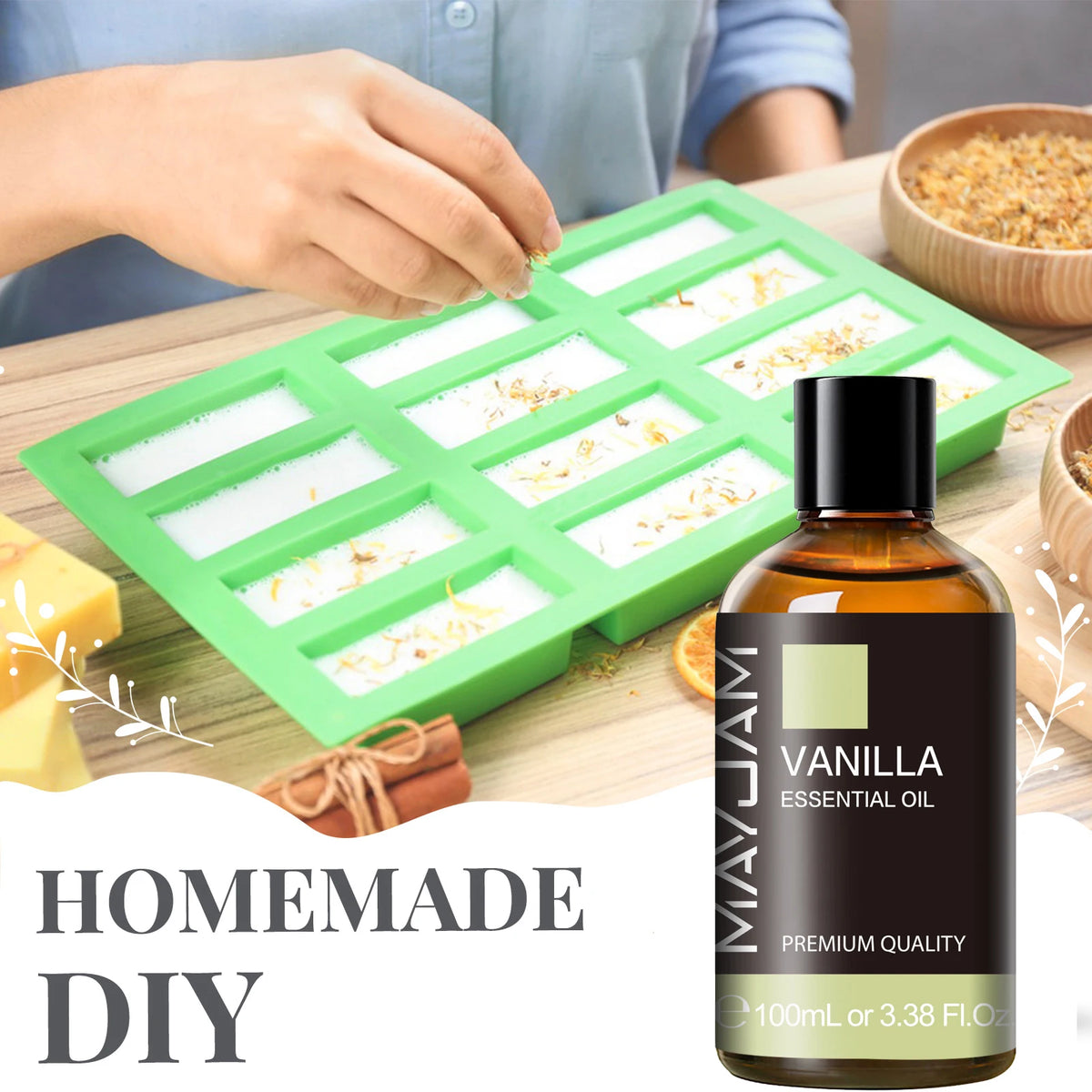 MAYJAM 100ml Pure Essential Oil with Glass Dropper, Aromatherapy Essential Oils Lavender Eucalyptus Rosemary Vanilla Aroma Oil