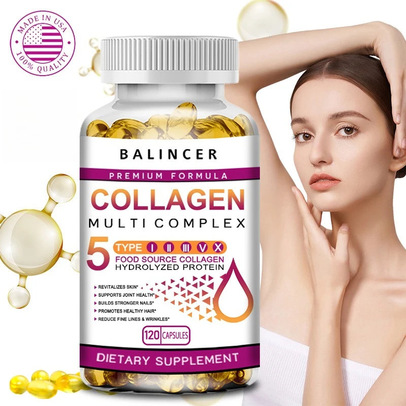 Collagen Peptide Multi-Hair, Skin & Nails, Digestive & Joint Health Supplement, Hydrolyzed Collagen, 120 Capsules