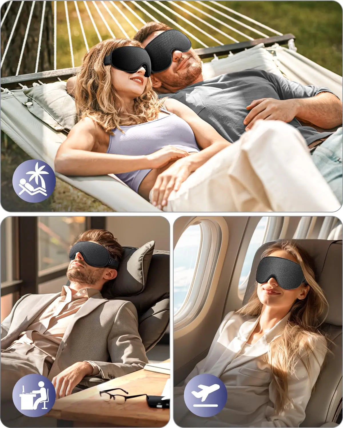 Men's and Women's sleep masks: 3D Breathable, Soft and Comfortable travel Eye Mask - Adjustable light-blocking sleep night mask