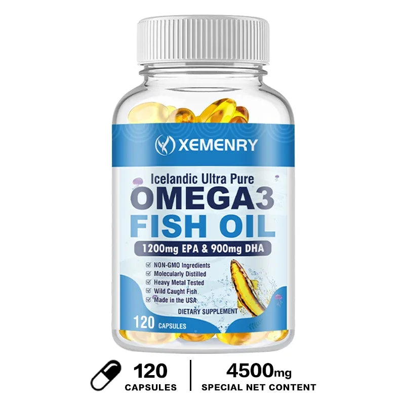 Omega 3 Fish Oil | High EPA 1200MG + DHA 900mg Triple Strength Capsules | Helps with Joints Skin Immune Support Nutraceutical