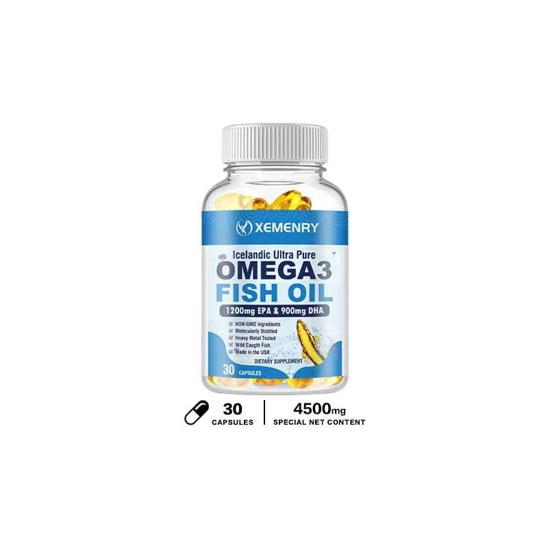 Omega 3 Fish Oil | High EPA 1200MG + DHA 900mg Triple Strength Capsules | Helps with Joints Skin Immune Support Nutraceutical