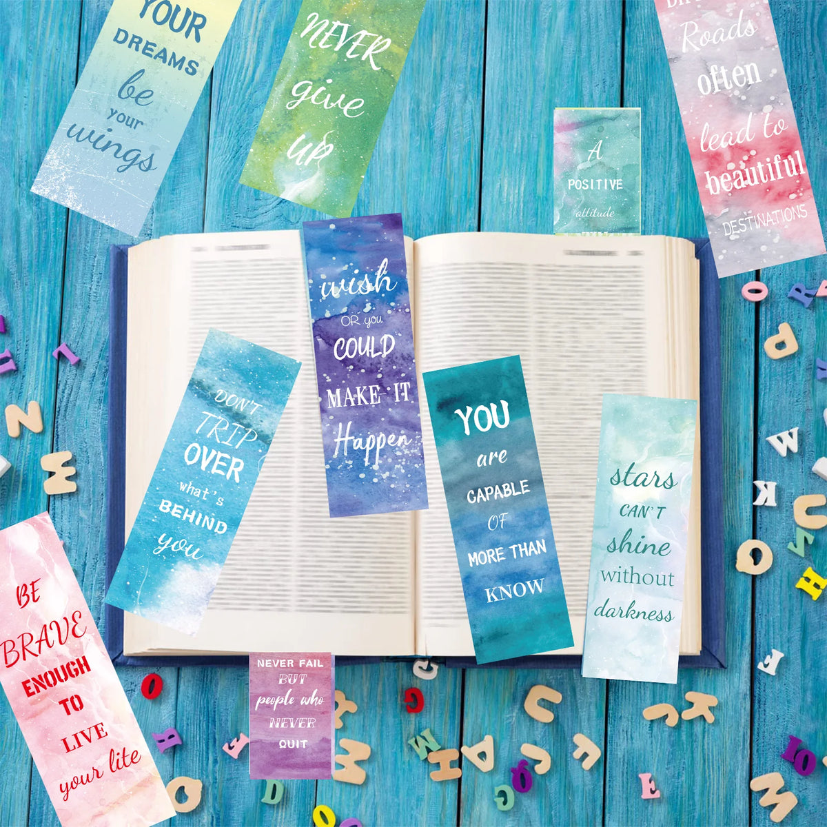 12 Pcs Inspirational Bookmarks for Women Men, 12 Styles Encouraging Bookmarks for  Students, Positive Bookmarks .