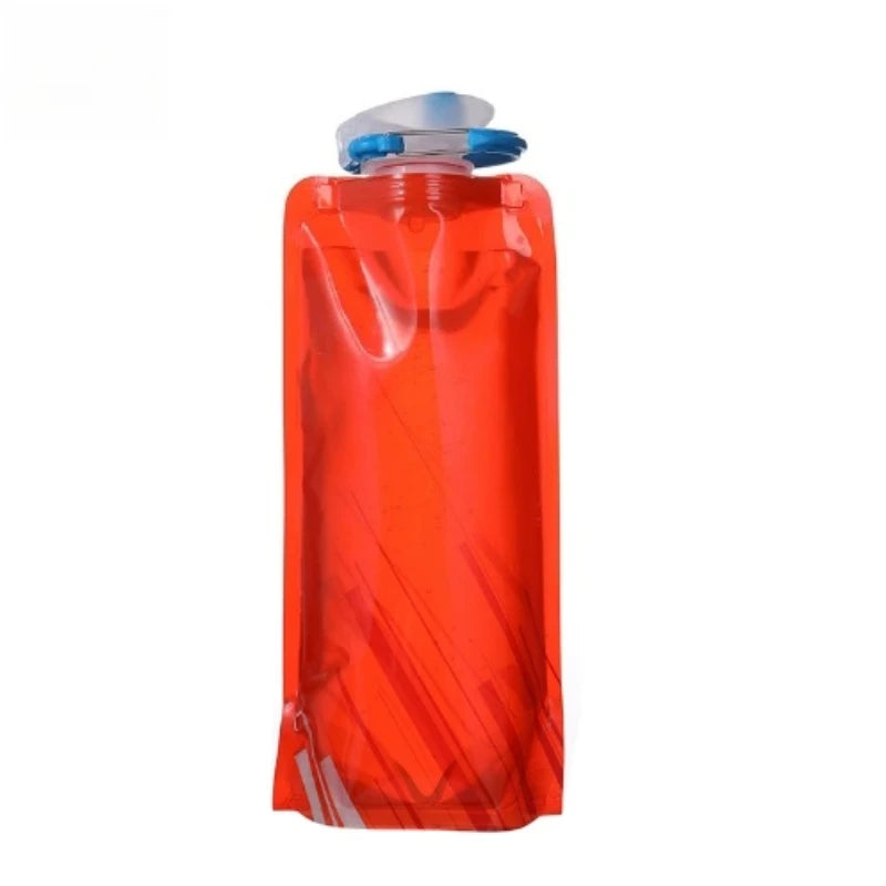 Foldable Water Bottles Reusable Flexible Travel Bottle Plastic Pouch Soft Flask Water Bag With Carabiner Clip
