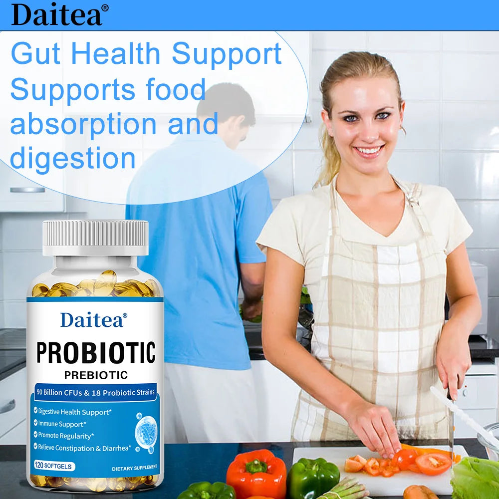 Prebiotics and Probiotics 90 Billion CFUs, Dietary Supplement for Women &amp; Men, Immune, Digestive, Gut Health, 30/60/120 Capsules