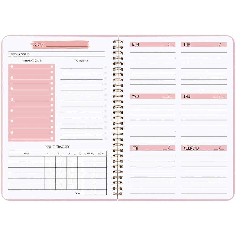 Weekly Planner 52-Week To Do List Notebook with Habit Tracker Spiral Weekly Planner Notebook for Weekly Goals/Work Planner