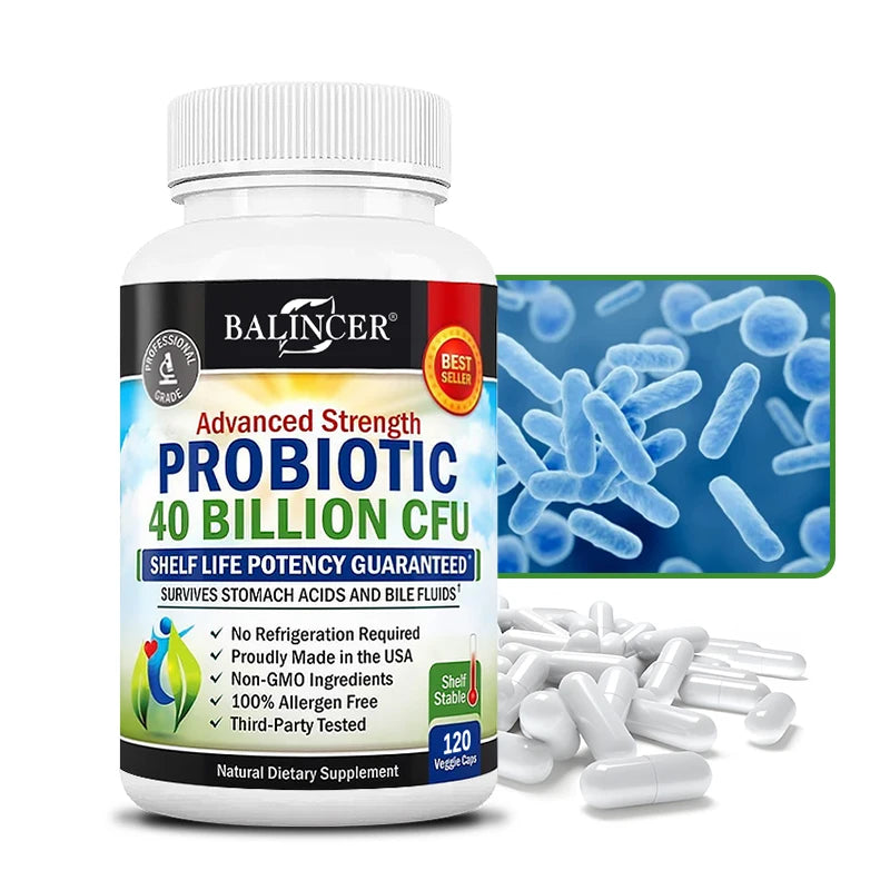 Probiotics 40 Billion CFU - Support Intestinal Health, Promote Digestion and Absorption, Replenish Energy, for Men and Women