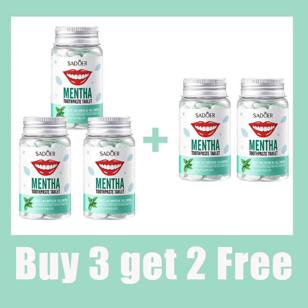 30 Tablets Mint Flavors Toothpaste Tablets Improve Bad Breath Remove tooth Stains Fresh Oral Hygiene Solid Toothpaste Tablet