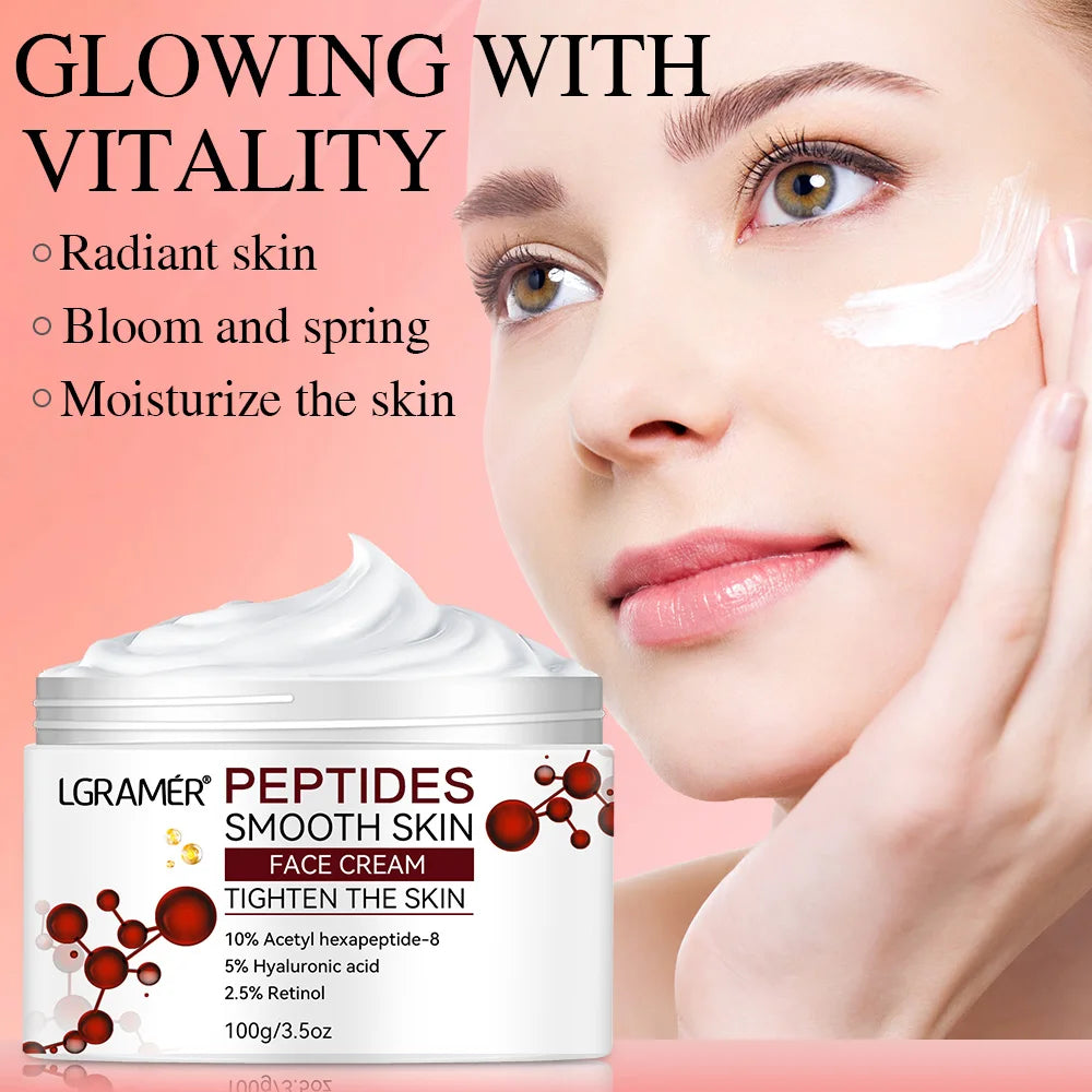 Advanced Peptide Facial Lifting Cream Lightens Fine Lines Firms Skin and Skincare for Younger Firmer and Smoother Skin